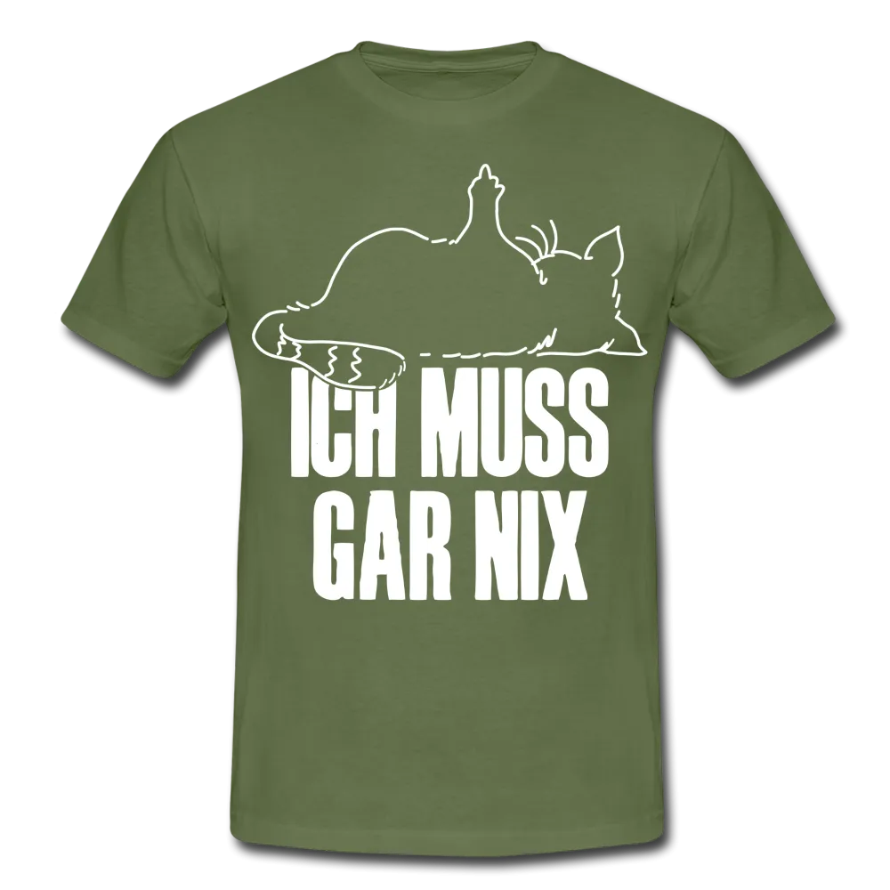 Faule Katze Stinkefinger Ich Muss Gar Nix Lustiges Witziges Mnner T-Shirt