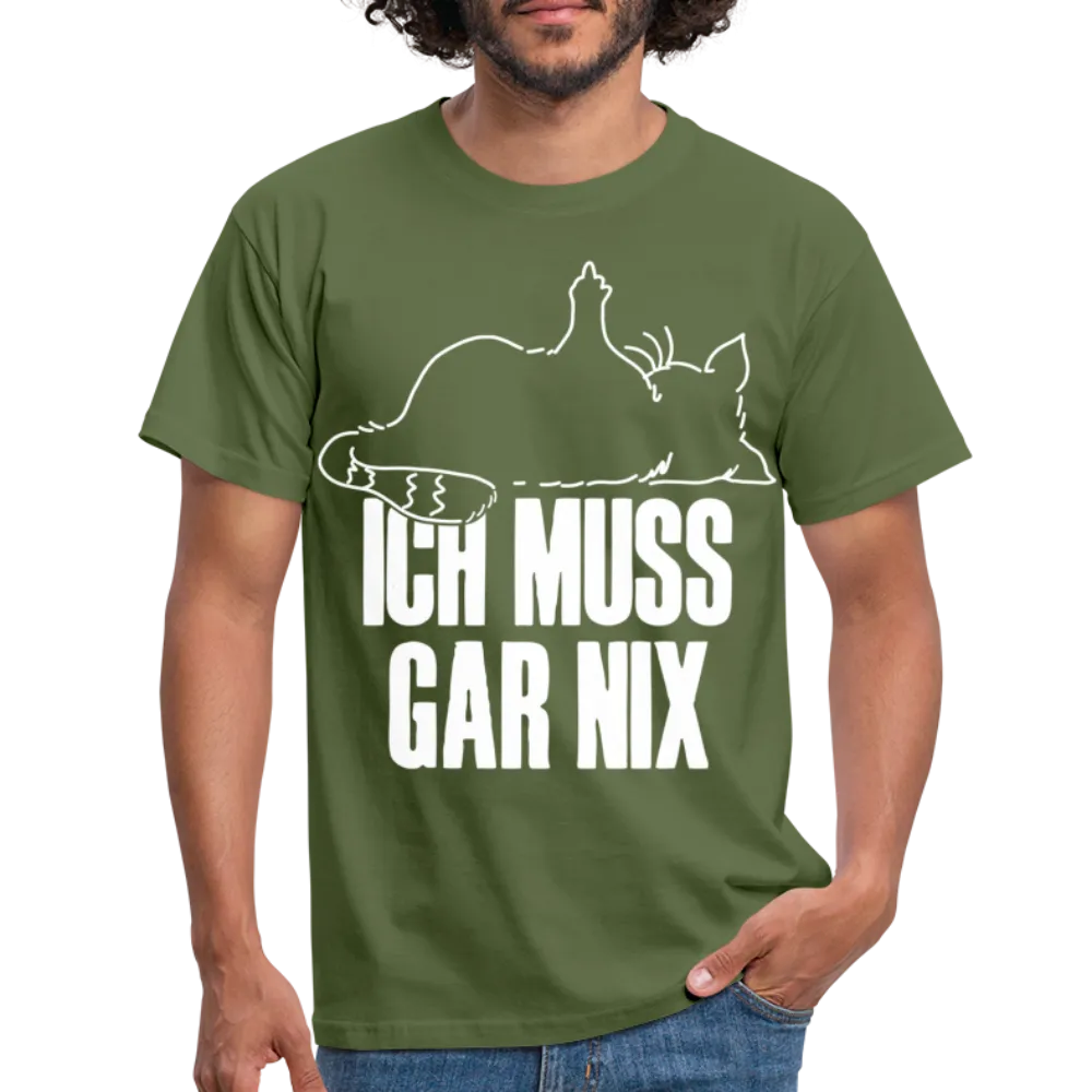Faule Katze Stinkefinger Ich Muss Gar Nix Lustiges Witziges Mnner T-Shirt