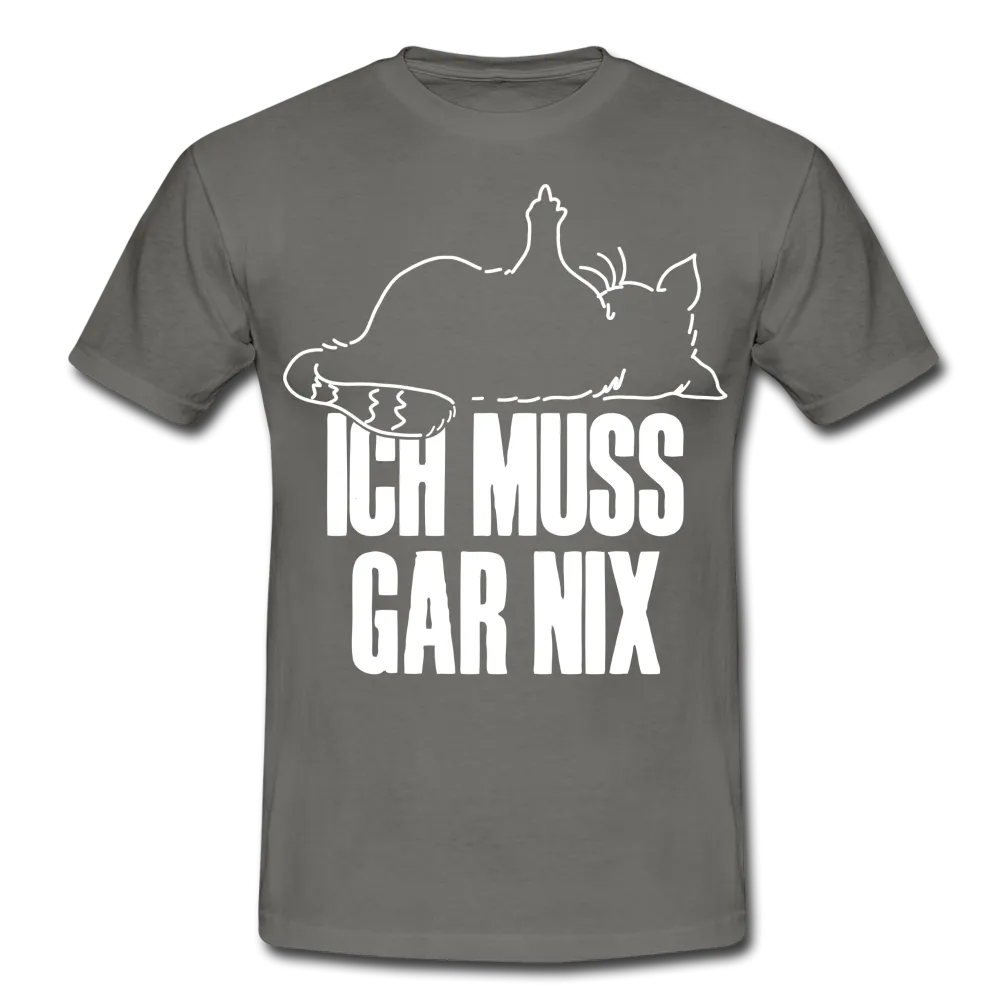 Faule Katze Stinkefinger Ich Muss Gar Nix Lustiges Witziges Mnner T-Shirt