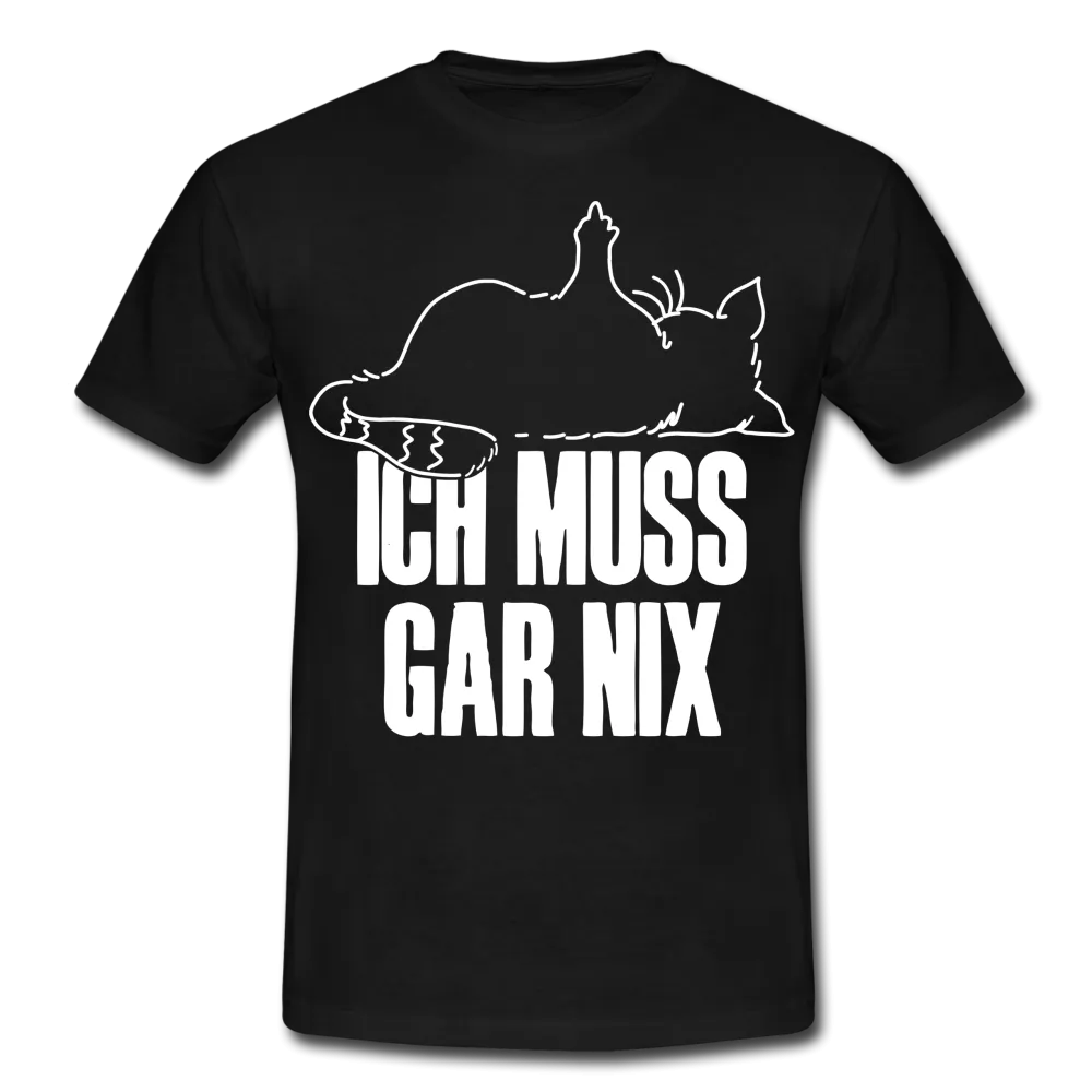 Faule Katze Stinkefinger Ich Muss Gar Nix Lustiges Witziges Mnner T-Shirt