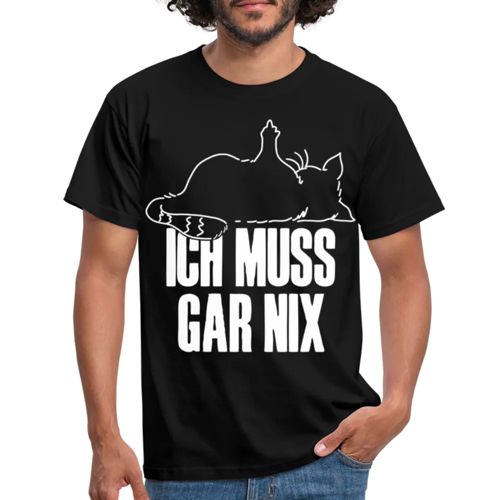 Faule Katze Stinkefinger Ich Muss Gar Nix Lustiges Witziges Mnner T-Shirt