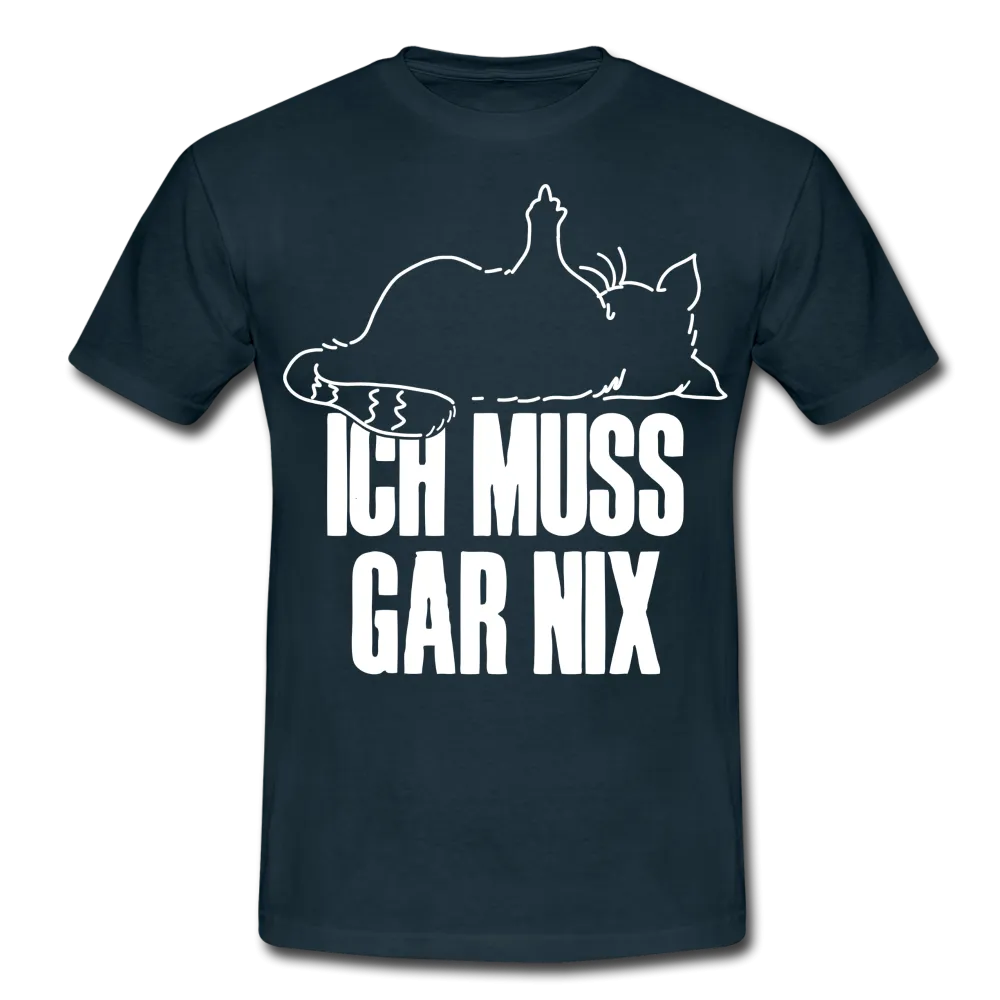 Faule Katze Stinkefinger Ich Muss Gar Nix Lustiges Witziges Mnner T-Shirt