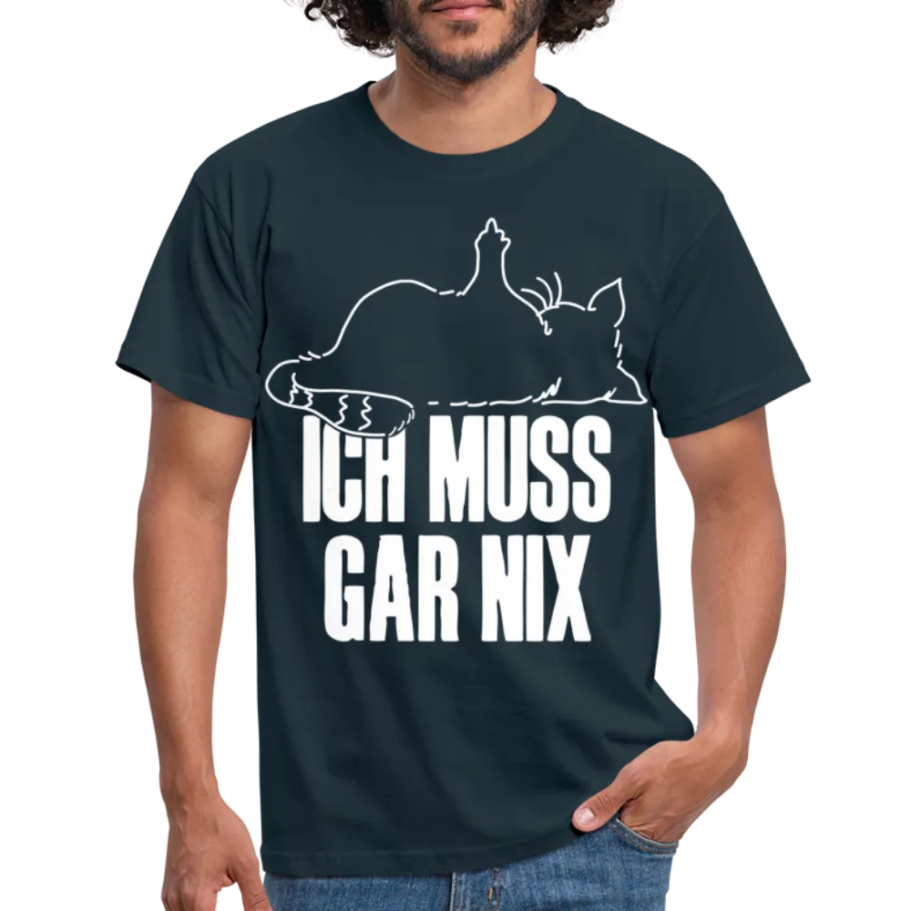 Faule Katze Stinkefinger Ich Muss Gar Nix Lustiges Witziges Mnner T-Shirt