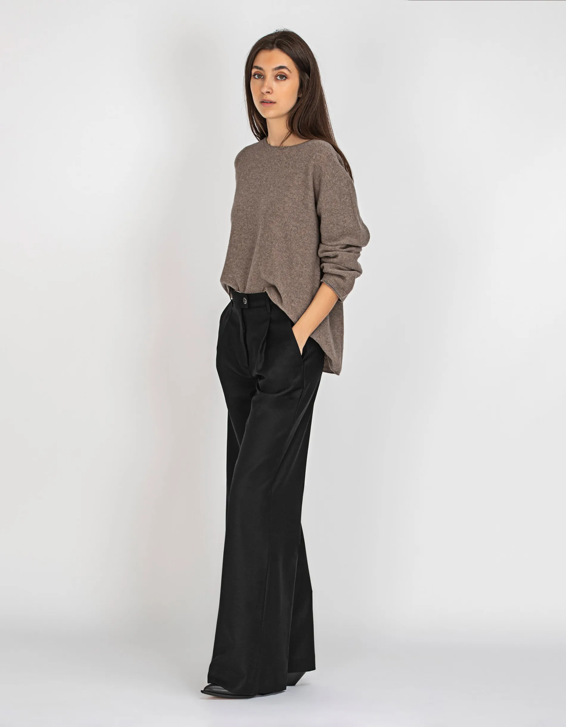 NINE IN THE MORNING Alice Nero // Wide-Leg Bundfalten Hose
