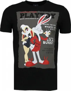 Playtoy Bunny - Strass T Shirt Herren - Schwarz